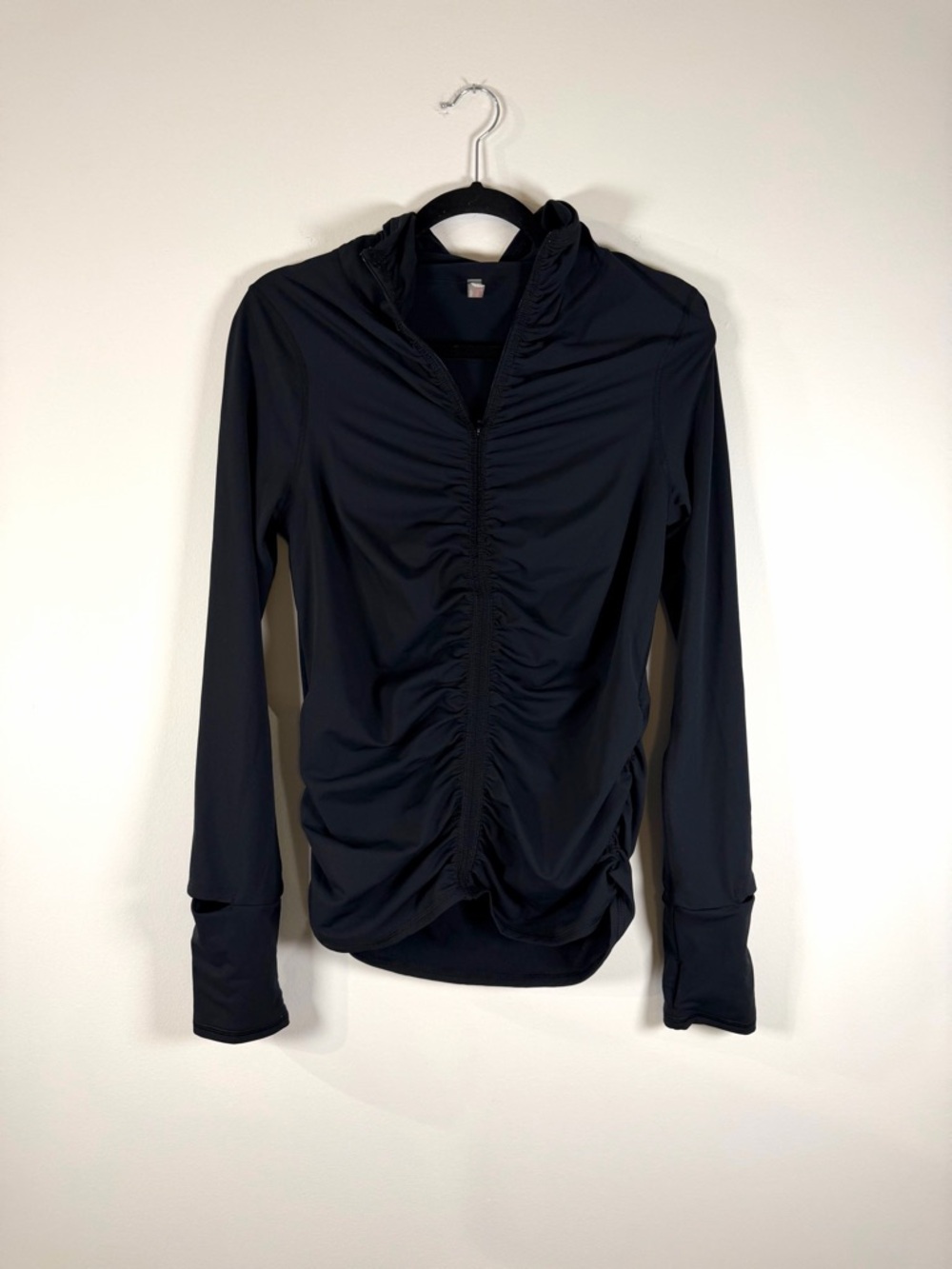 FP Movement by Free People Black Ruched Zip Hoodie